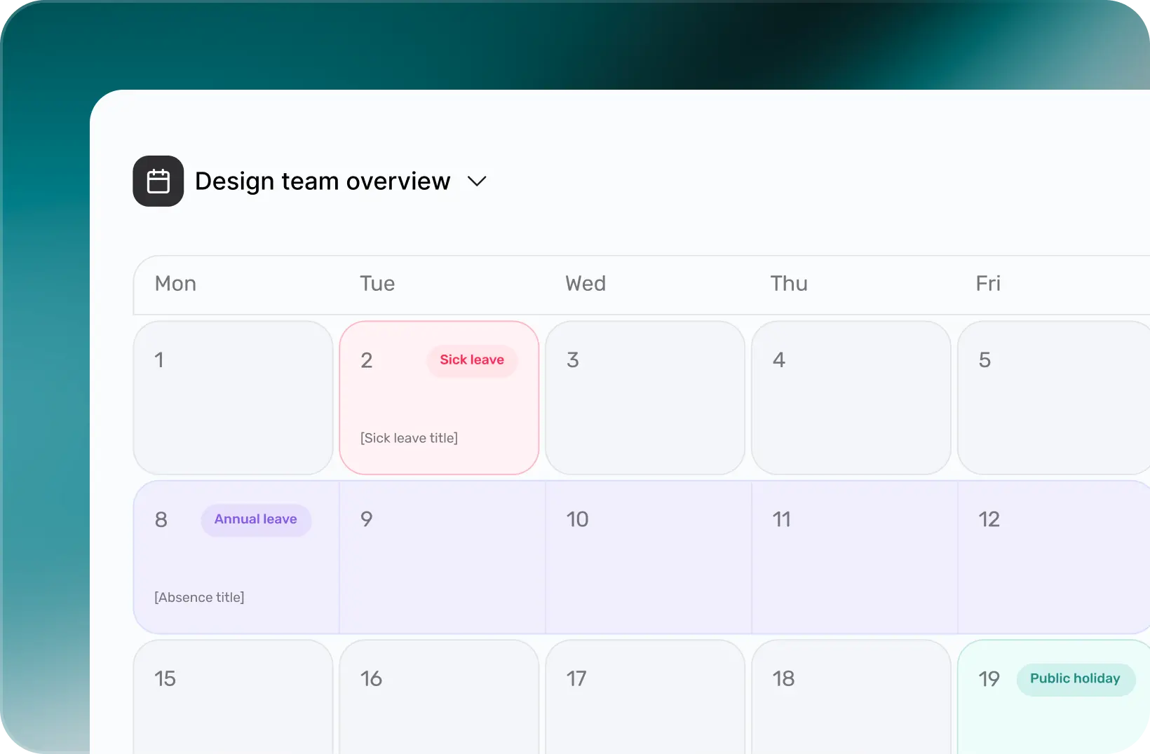 Unified monthly calendar