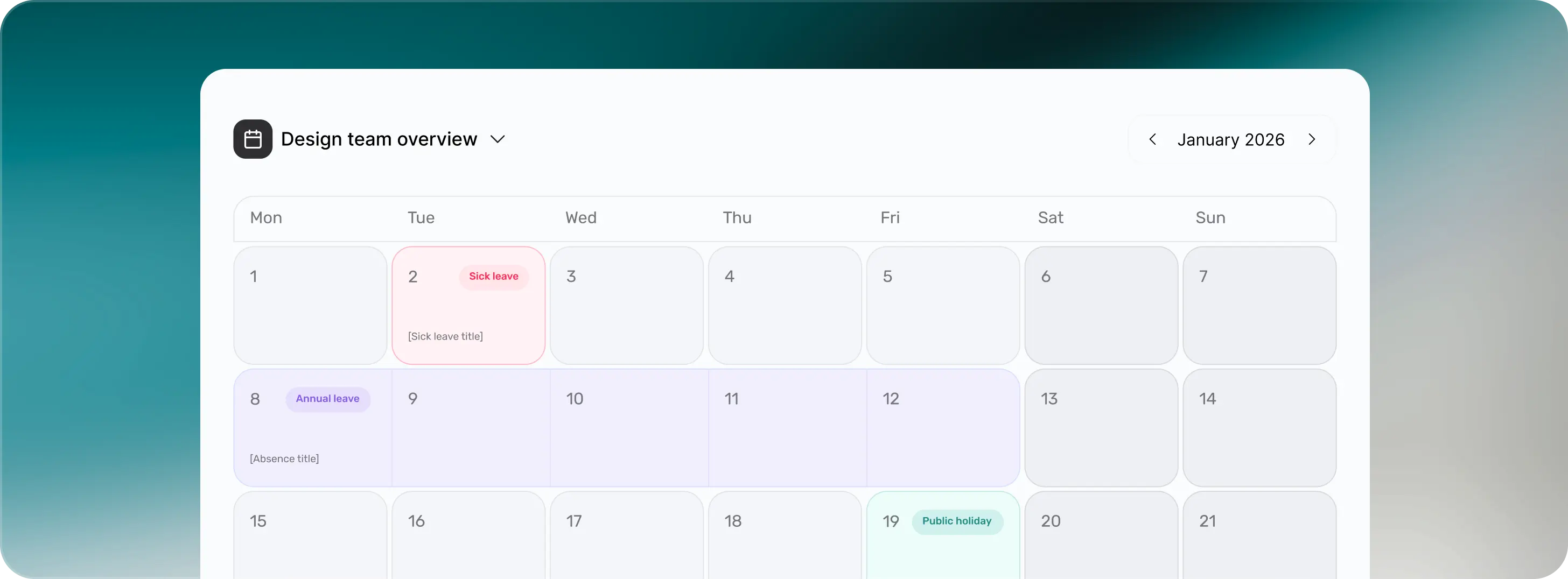 Unified monthly calendar