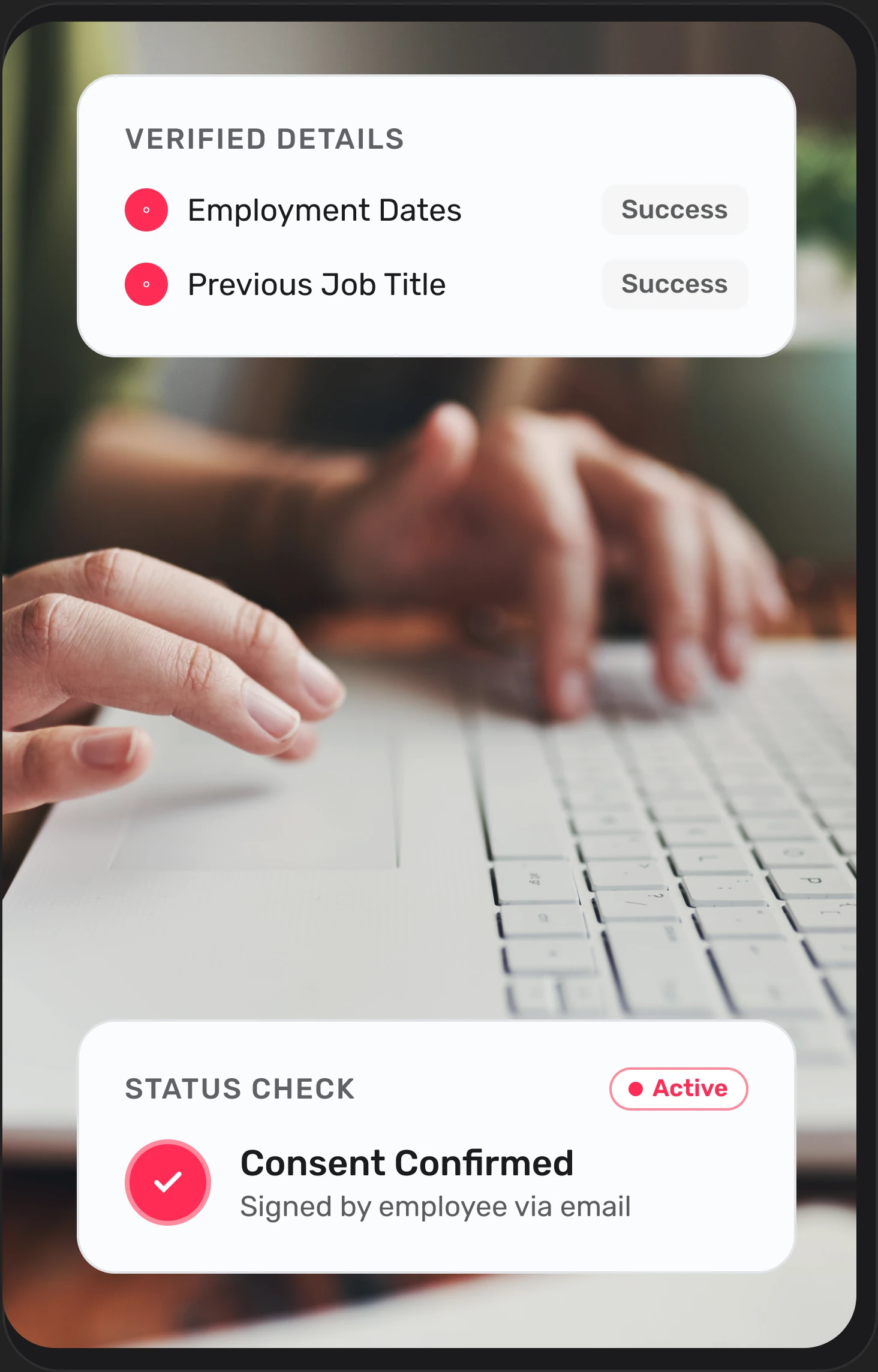 Employment verification status and verified details