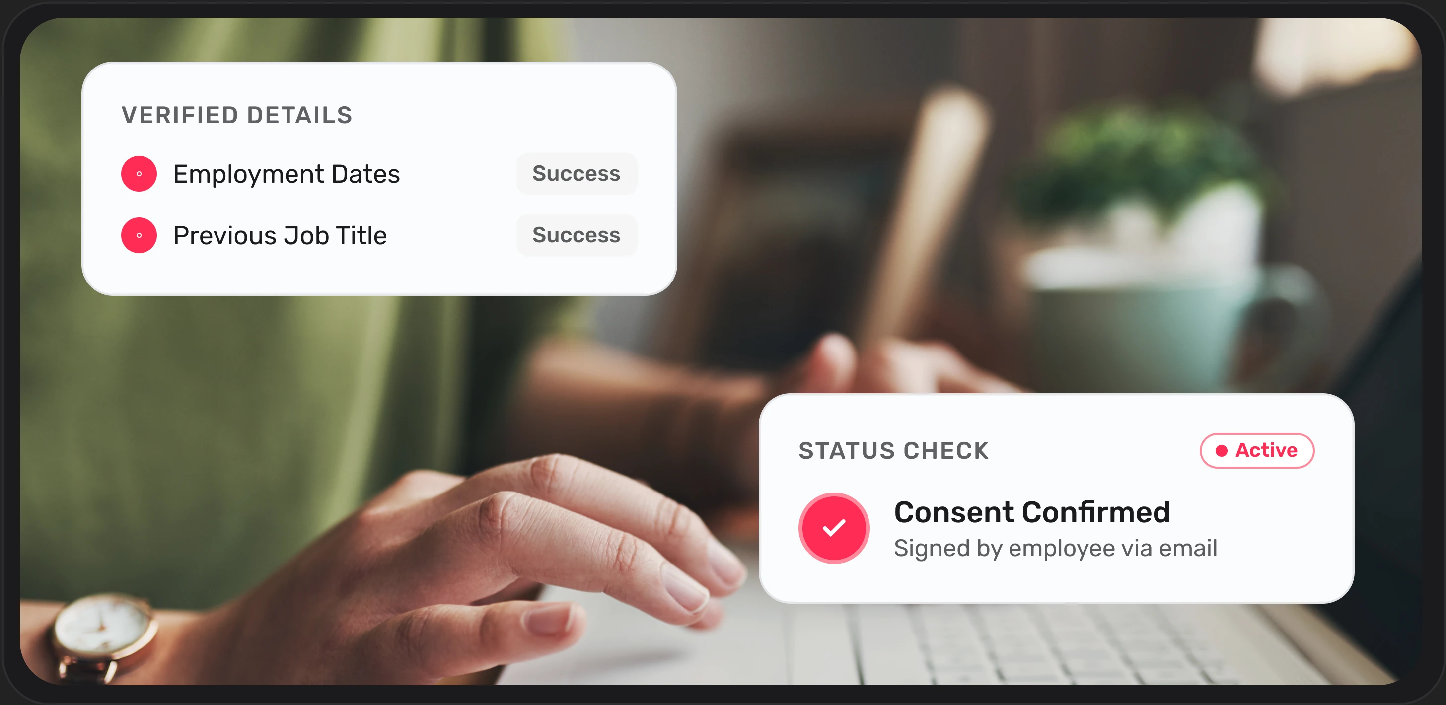 Employment verification status and verified details