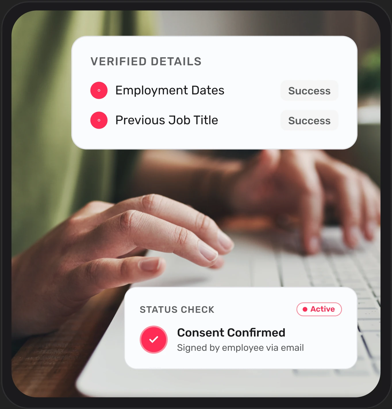 Employment verification status and verified details