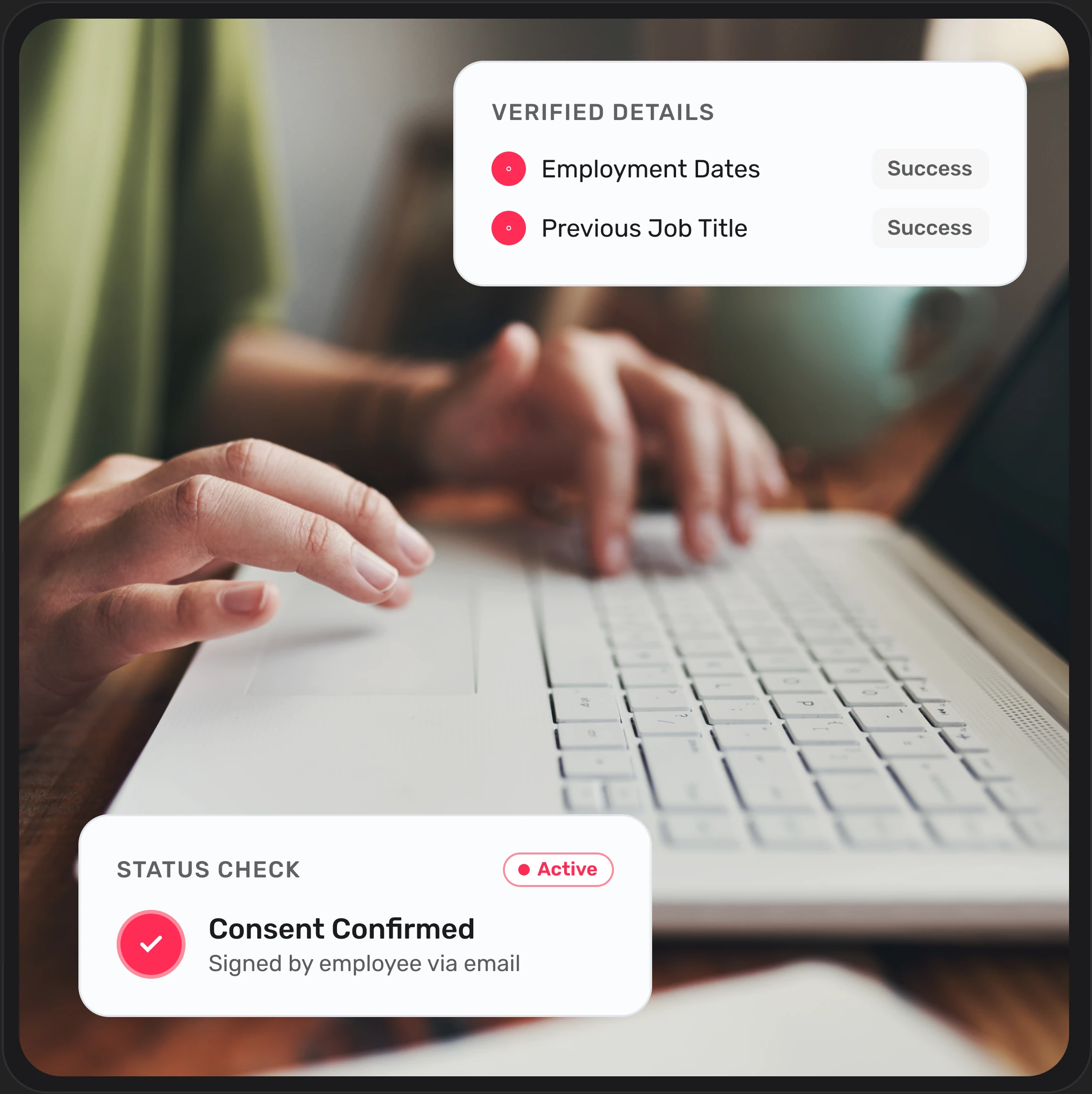 Employment verification status and verified details