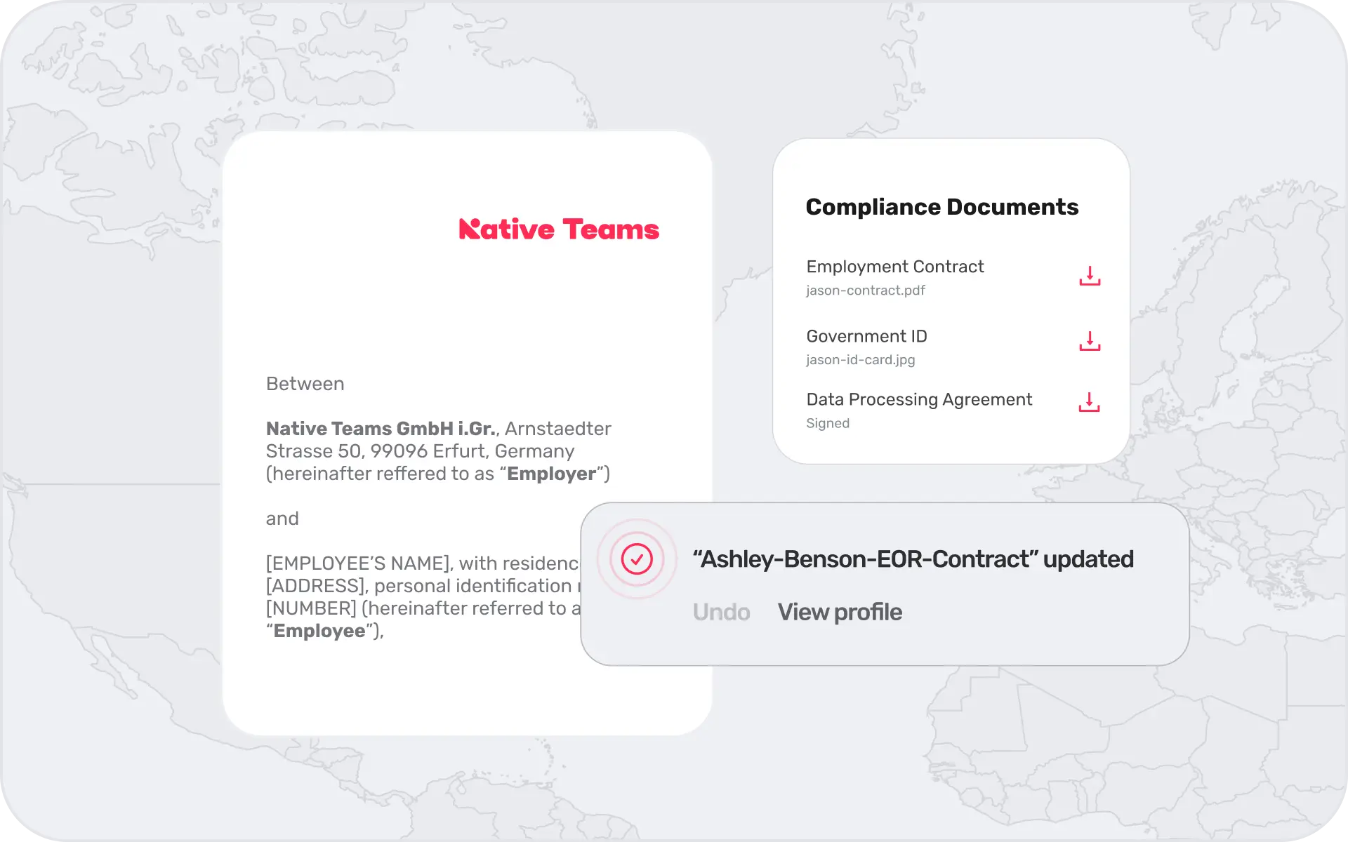 Native Teams compliance documents and employment contract