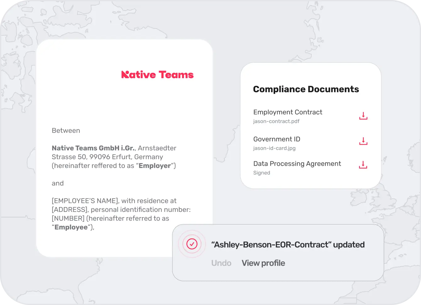 Native Teams compliance documents and employment contract