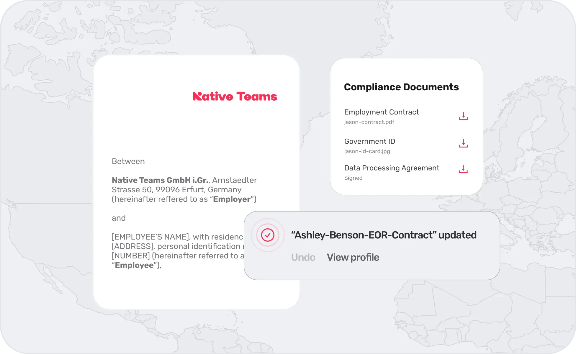 Native Teams compliance documents and employment contract